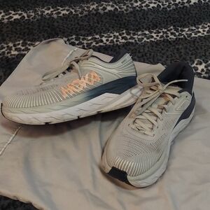Hoka Womens  Cream and Black Athletic Shoes